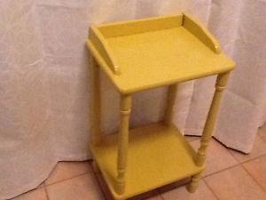 Yellow small side table with shelf