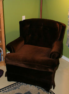 brown velour chair