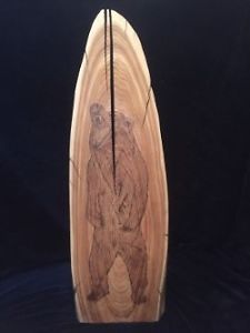 hand crafted grizzly bear wood burning- live edge/ one of a
