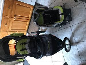 stroller and car seat with base