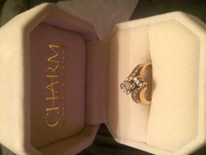 14K yellow gold.40tcw Diamond engagement ring with band