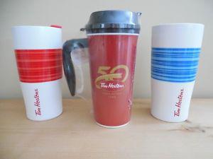 2 Tim Horton Ceramic Mugs and 1 Take Out Mug