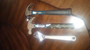 2 hammers and 12" cresent wrench