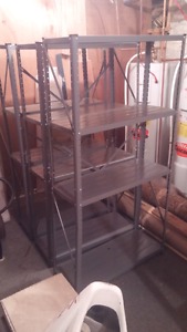 4 metal shelving units