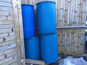 45 gallon blue plastic drums