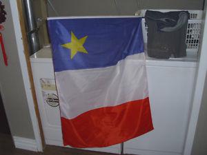 Acadian flag with 2 mini flag for car window