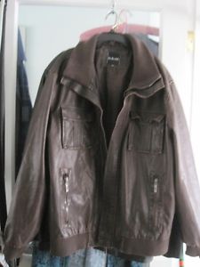 Brand New Distressed Leatherette Bomber Style Jacket - Size
