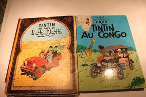 Four TinTin French Books and The Broons