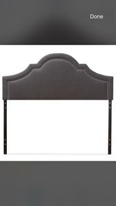 Grey upholstered king size headboard