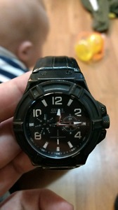 Guess watch with black leather strap
