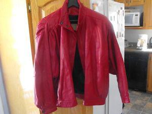 Ladies red leather jacket