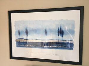 Large abstract landscape photo, blue frame