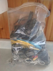 Large bag of cords, cables, computer, other