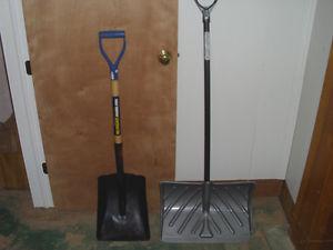 Metal shovel and a snow scooper