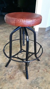 Rustic Leather Bar Stools