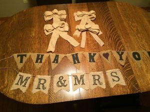Rustic wedding burlap bows and signs