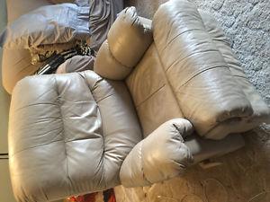 Sand colour leather recliner in excellent shape