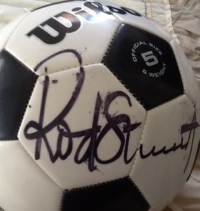 Soccer ball autographed by Rod Stewart