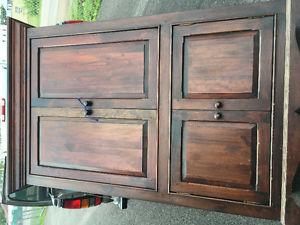 Solid pine Armoire with mahogany stain