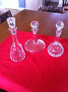 Three crystal wine and/or liquor decanters