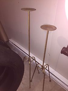 Two gold candle holders