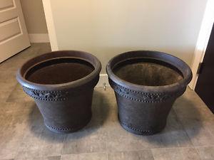 Two large round planters