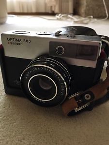 Vintage Optima 500 Camera, Case & Flash