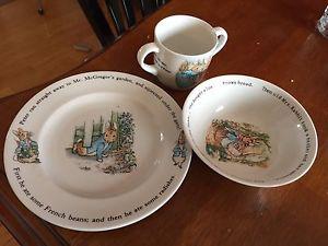 Vintage Peter Rabbit 3-piece Wedgwood dishes set