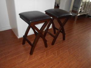 Walnut with Leather Seat Stools