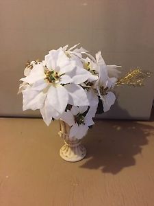White poinsettias Flowers with Vase Christmas Decoration