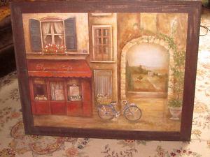 Wood rustic frame and sweet bike ride scene