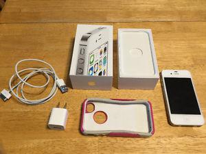 iPhone 4s 8Gb unlocked white kept in a case