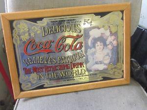 s COKE COCA COLA WOOD FRAME MIRROR $ SODA POP