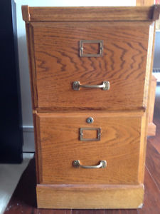 2-drawer oak filing cabinet