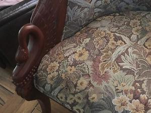 Antique beautiful settee swan curved wood