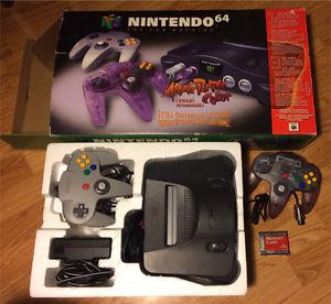 Boxed Nintendo 64 with atomic purple controller