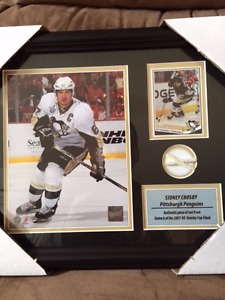 Crosby Framed Photo with Authentic Stanley Cup Net Piece