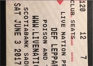 Def Leppard - Club Seats - S 120 R 12 S /ticket obo.
