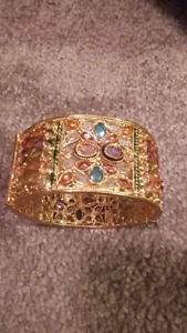 Gold plated wide bracelet