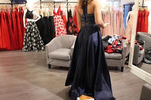 Prom Dess - NEW - Designer 2 piece - navy and jewelled