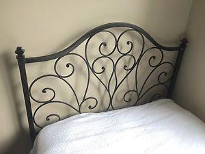 Single Bed with Metal Headboard and Frame