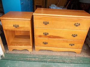 Solid wood dresser with night stand