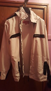 White fall jacket with hood