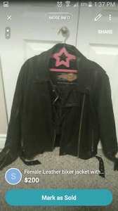 Women's small leather biker jacket
