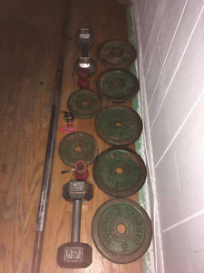 weights and bar, clamps