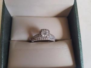 1ct TW Can. Diamond w/ Vintage 14KWhite Gold Band - Wedding