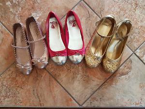 3 pairs of girl dress shoes