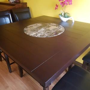 4 chairs and high top table with Lazy susan