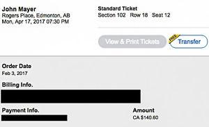 ($40 OFF) Single John Mayer Ticket @ Rogers Place - Edmonton