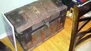 Authentic round top Victorian trunk for sale.